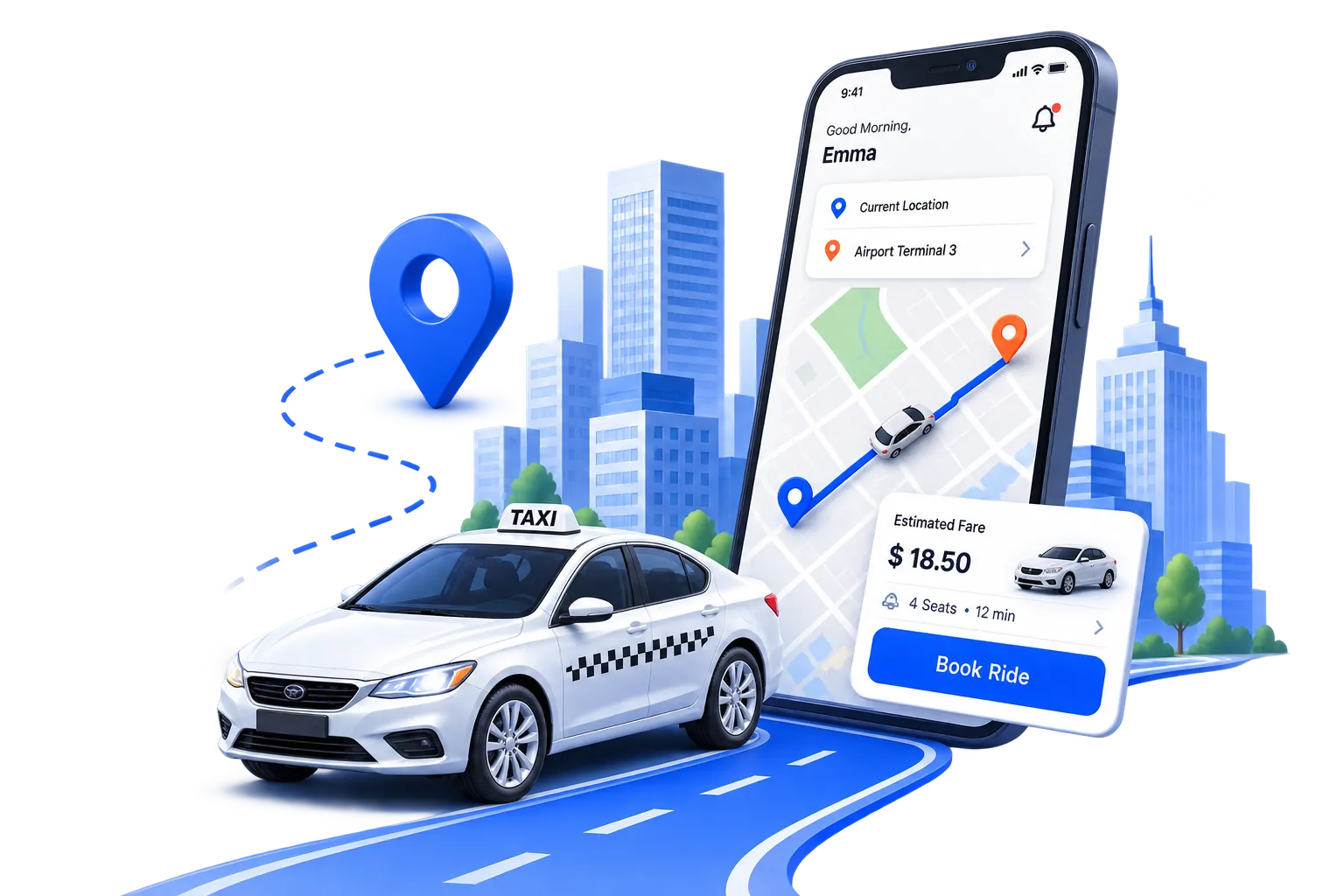 Taxi Booking App UI Mockup